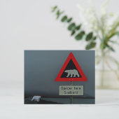 シロクマの道路標識とシロクマ。 ポストカード (スタンド正面)