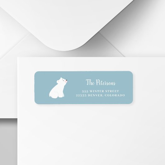 シロクマほこりっぽいブルーの冬のホリデーファミリー ラベル