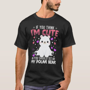 シロクマハートバレンタインデー動物のための女性 Tシャツ