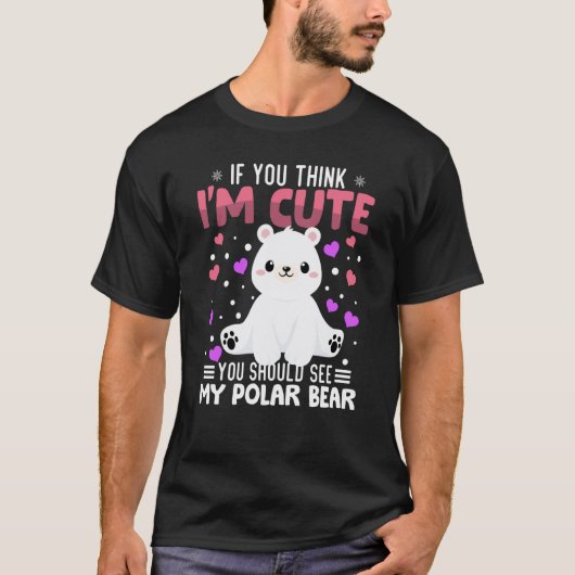 シロクマハートバレンタインデー動物のための女性 Tシャツ (正面)