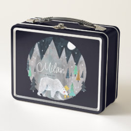 シロクマ冬山ムーン メタルランチボックス