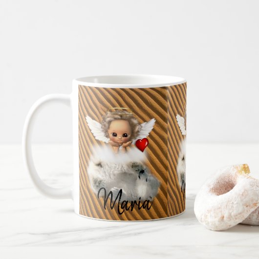 シロクマ天使ストライプマグカップ コーヒーマグカップ (ドーナツ)