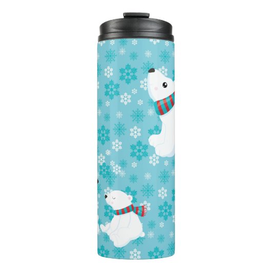 シロクマ科の青と白の雪 タンブラー (正面)