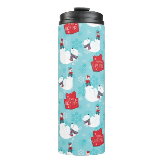 シロクマ科の青と白の雪 タンブラー (正面)