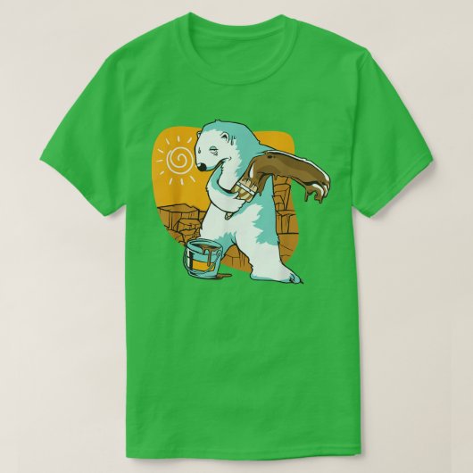 シロクマ茶絵を描環境気候 Tシャツ (デザイン正面)