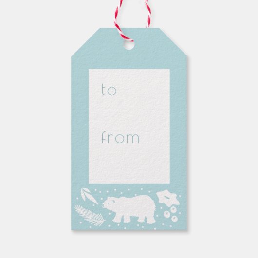 シロクマ青い葉クリスマスギフトラベル ギフトタグ (裏面)