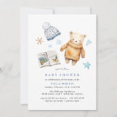 シロクマ |かわいいシンプルかわいい冬の赤ちゃんシャワー 招待状 (正面)