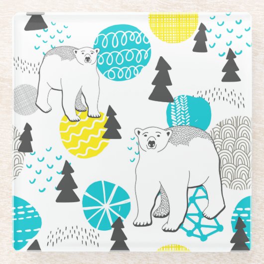 シロクマ ガラスコースター (正面)