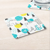 シロクマ スクエアペーパーコースター (アングル)