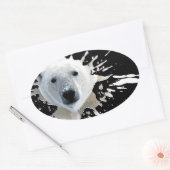 シロクマ 楕円形シール (封筒)