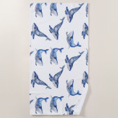 シロザトウクジラの海の生活 ビーチタオル (正面)