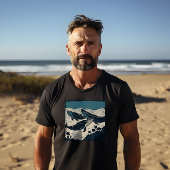 シロザトウクジラはっきりした、プリントメンズブラック Tシャツ