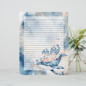 シロザトウクジラ並行状筆記用紙 (スタンド正面)