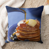 シロップおよびブルーベリーが付いているパンケーキ クッション (ブランケット)