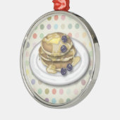 シロップおよびブルーベリーが付いているパンケーキ メタルオーナメント (左)