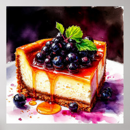 シロップがかかったおいしそうなブルーベリーのチーズケーキ ポスター