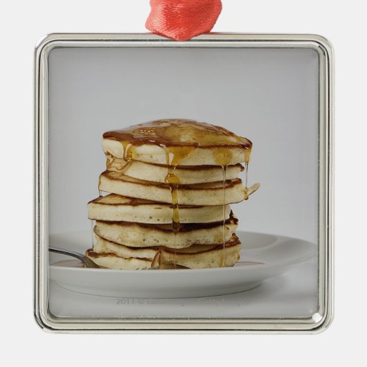 シロップが付いているパンケーキ メタルオーナメント (正面)