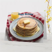 シロップで覆われたプレートに積み重ねられたパンケーキ カード (黄色い花)