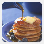 シロップとブルーベリーのパンケーキ スクエアシール (正面)