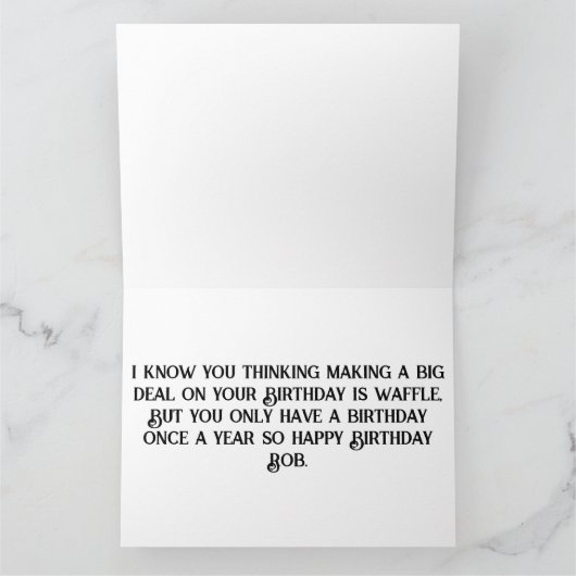 シロップとボタンを上にプレートのワッフル カード (内部)