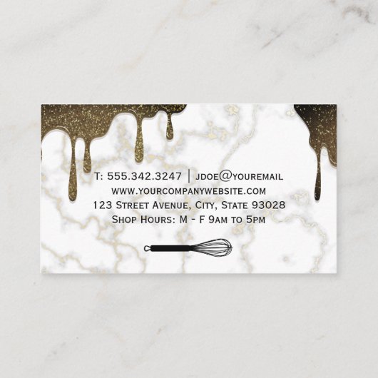 シロップグリッター滴 | 大理石とウィスク 名刺 (裏面)