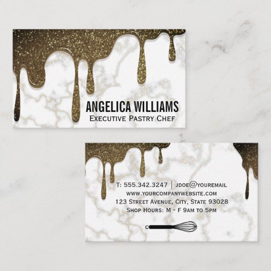 シロップグリッター滴 | 大理石とウィスク 名刺 (正面/裏面)