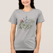 シロツメクサ チコリー 野の花の植物画 トライブレンドTシャツ (正面)