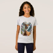 シロテイルジカに囲まれたシャクナゲの植物 Tシャツ (正面フル)