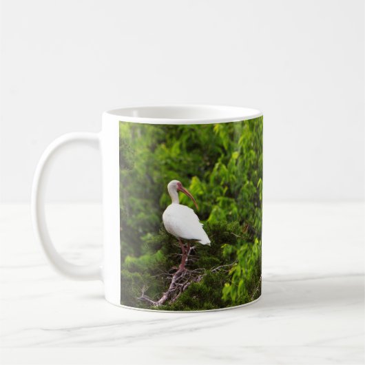 シロトキの鳥の写真マグカップ コーヒーマグカップ (左)