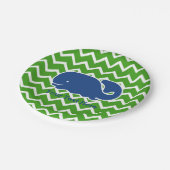 シロナガスクジラのシェブロンパーソナライズで航海のなパターン ペーパープレート (アングル)