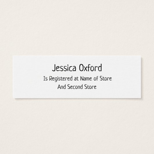 シロナガスクジラのハンドアウトカードとのベビーのギフト登録 (裏面)