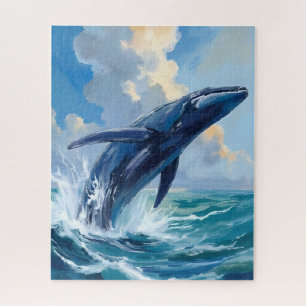 シロナガスクジラの海洋動物の絵 ジグソーパズル