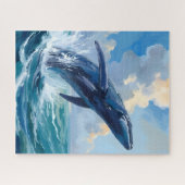 シロナガスクジラの海洋動物の絵 ジグソーパズル (横)