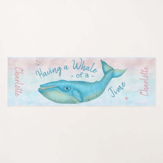 シロナガスクジラの航海のなビーチの時間海の名前をカスタムする ヨガマット (正面(横))
