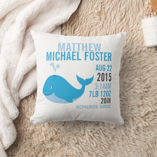 シロナガスクジラの誕生の発表の子供部屋の枕 クッション (ブランケット)
