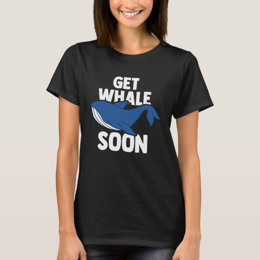 シロナガスクジラ海洋哺乳類とホエールウォッチング Tシャツ (正面)