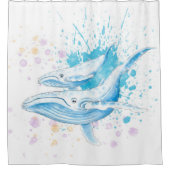 シロナガスクジラ色のしぶき シャワーカーテン (正面)