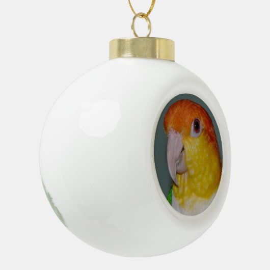 シロハラインコのオウムの陶磁器のクリスマスの球のオーナメント セラミックボールオーナメント (左)