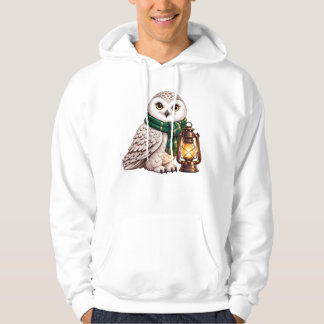シロフクロウのクリスマスランプTシャツデザイン パーカ