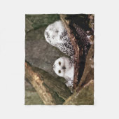 シロフクロウのペア 森の野生動物アート フリースブランケット (正面)