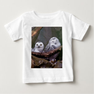 シロフクロウのペア 森の野生動物アート ベビーTシャツ