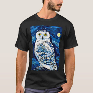 シロフクロウの星空の夜 Tシャツ