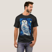 シロフクロウの星空の夜 Tシャツ (正面フル)