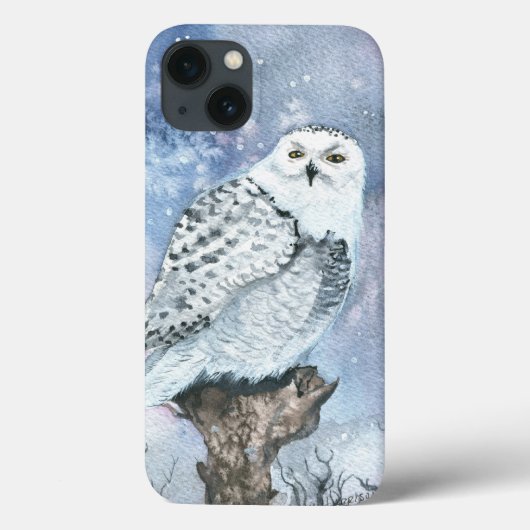 シロフクロウの野生のウォーターカラーアート Case-Mate iPhoneケース (裏面)