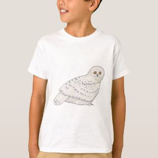 シロフクロウの鳥類の野生生物アート Tシャツ