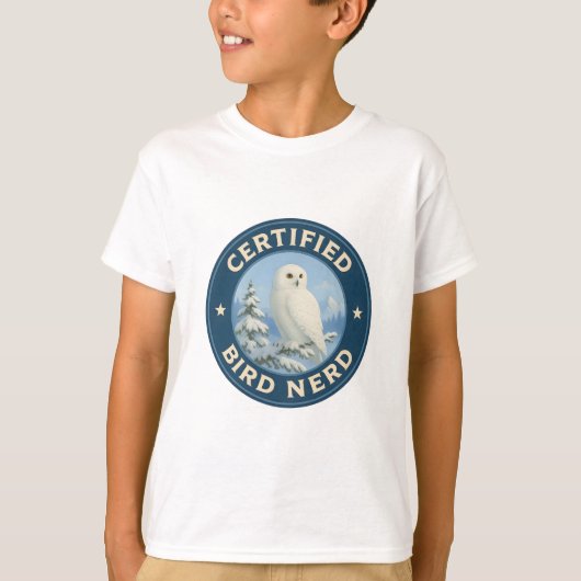 シロフクロウ ビンテージバッジ Tシャツ (正面)