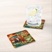 シワはスマイルがオウムだった所に行く スクエアペーパーコースター (インサイチュ)