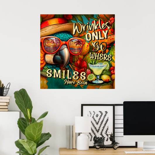 シワはスマイルがオウムだった所に行く ポスター (ホームオフィス)