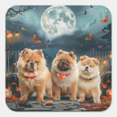 シワシワのハロウィーンの不気味なデザイン スクエアシール (正面)