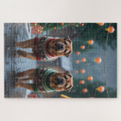 シワシワの犬のクリスマス・スノー・ホリデー ジグソーパズル (横)